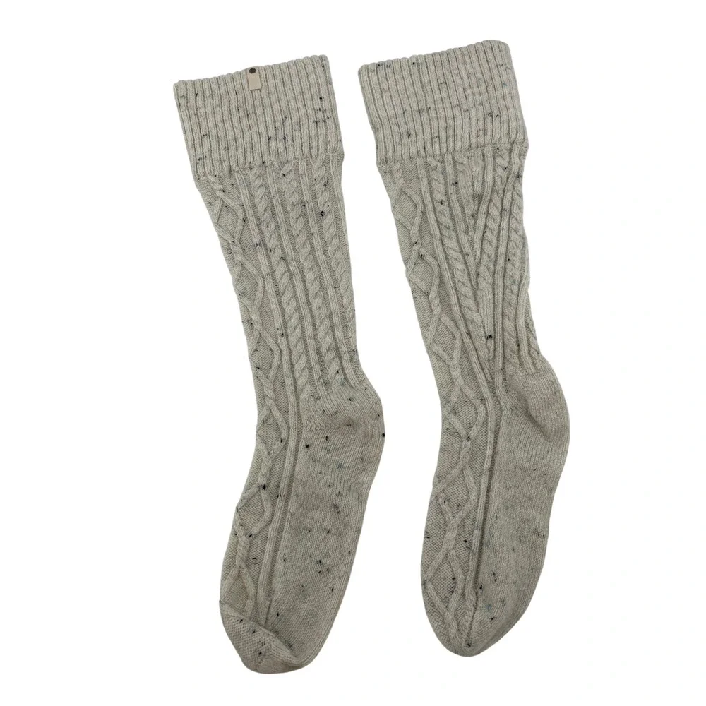 UGG‎ Cable Knit Socks Women OS Cream Donegal Fleck Tall Boot Socks